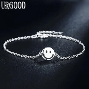 925 Silver Smiling Face Chain Bracelet Wedding Jewelry