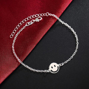 925 Silver Smiling Face Chain Bracelet Wedding Jewelry