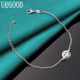 925 Silver Smiling Face Chain Bracelet Wedding Jewelry