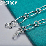925 Sterling Silver Kpop Elliptical Chain Charm Bracelet