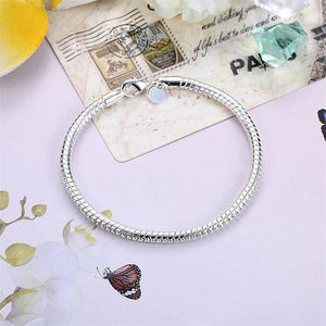 925 Silver Bracelets 3MM Snake Bone Chain High Jewelry