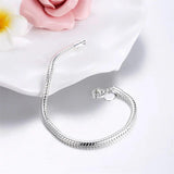 925 Silver Bracelets 3MM Snake Bone Chain High Jewelry