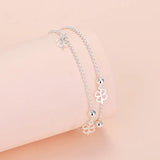 S925 Silver Clover Double Bracelets Wedding Charm Gift