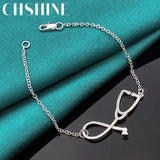925 Silver Stethoscope Bracelet Wedding Gift Charm Jewelry
