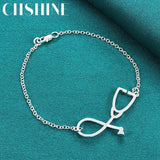 925 Silver Stethoscope Bracelet Wedding Gift Charm Jewelry
