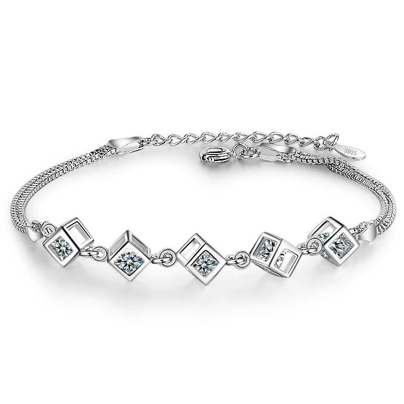 925 Sterling Silver Crystal Bracelet for Women