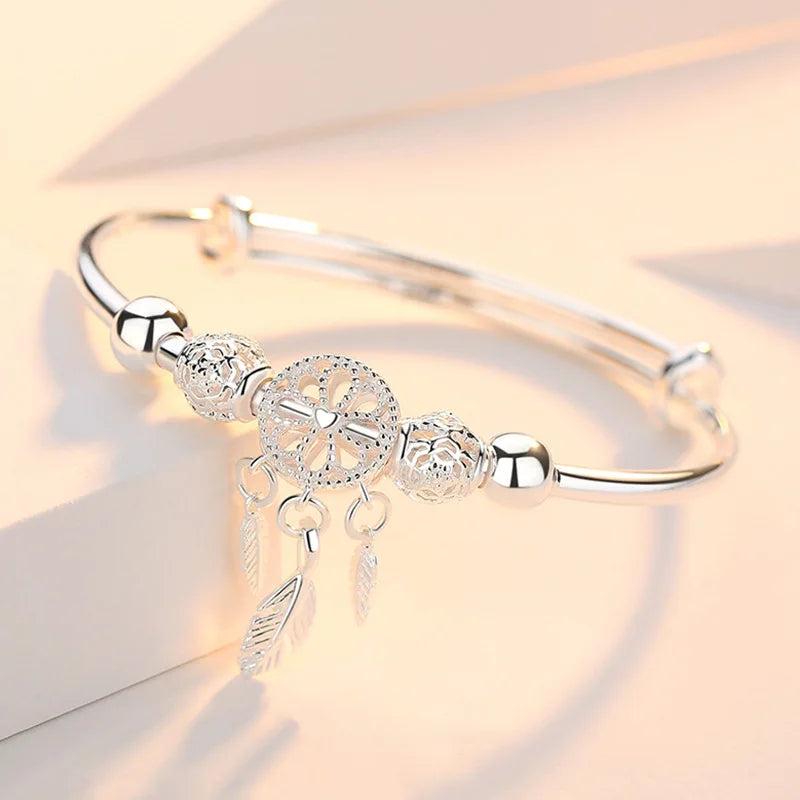 925 Silver Tassels Bangle Bracelet for Women