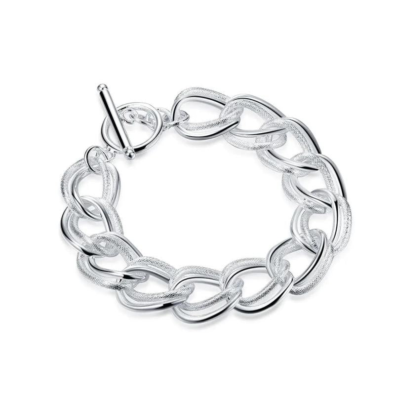 925 Silver Round Chain Bracelets for Women