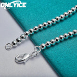 925 Silver Wedding Chain Bracelet Charm 4mm Beads Jewelry