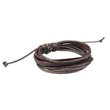 Leather Wrap Braided Wristband Cuff Punk Men Women Hot Surfer Bracelet Bangle