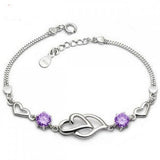 925 Silver Double Heart Bracelet Real Pure 925 Sterling Silver Jewelry