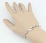 925 Silver Double Heart Bracelet Real Pure 925 Sterling Silver Jewelry