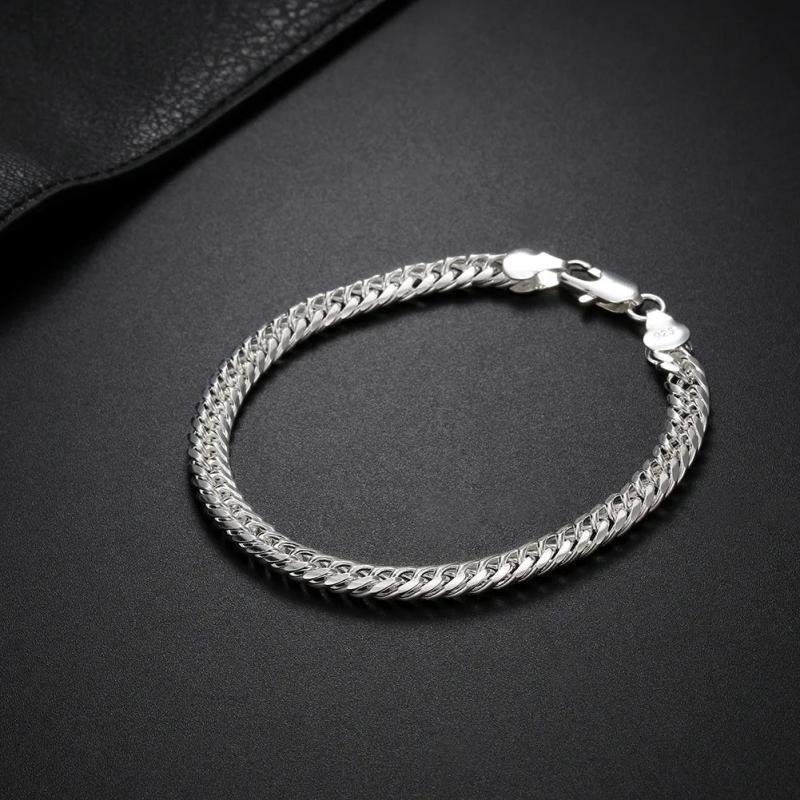 Sterling Silver 6mm Chain Bracelet For Party Wedding