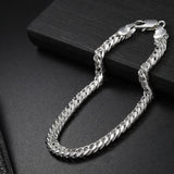 Sterling Silver 6mm Chain Bracelet For Party Wedding