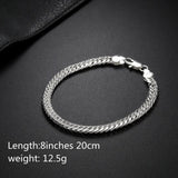 Sterling Silver 6mm Chain Bracelet For Party Wedding