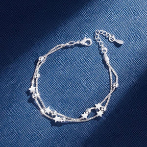 925 Silver Double Star Bracelet for Women's Party Jewelry