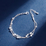 925 Silver Double Star Bracelet for Women's Party Jewelry