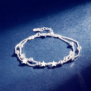925 Silver Double Star Bracelet for Women's Party Jewelry