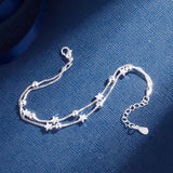 925 Silver Double Star Bracelet for Women's Party Jewelry