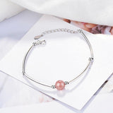 925 Sterling Silver Strawberry Crystal Bracelet Women Gothic Fine Jewelry