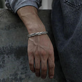 925 Silver Twisted Woven Bracelet Bangle Cuff Thai Retro Unique Gift