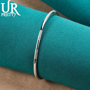 925 Silver Adjustable Bangle Bracelet For Women Engagement Wedding Jewelry