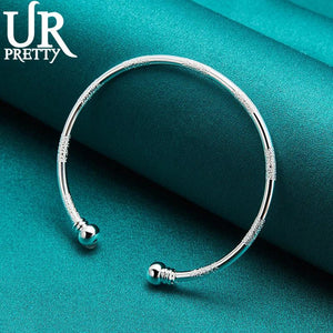925 Silver Adjustable Bangle Bracelet For Women Engagement Wedding Jewelry