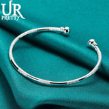 925 Silver Adjustable Bangle Bracelet For Women Engagement Wedding Jewelry
