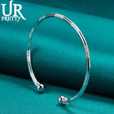925 Silver Adjustable Bangle Bracelet For Women Engagement Wedding Jewelry