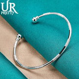 925 Silver Adjustable Bangle Bracelet For Women Engagement Wedding Jewelry