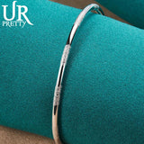 925 Silver Adjustable Bangle Bracelet For Women Engagement Wedding Jewelry