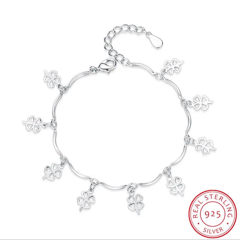 925 Sterling Silver Clover Bracelet for Women