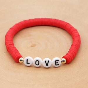Polymer Clay Love Letter Bracelet Hand-knitting Chain Craft Jewelry