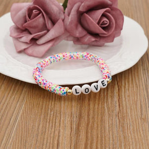 Polymer Clay Love Letter Bracelet Hand-knitting Chain Craft Jewelry
