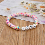 Polymer Clay Love Letter Bracelet Hand-knitting Chain Craft Jewelry
