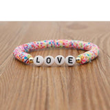 Polymer Clay Love Letter Bracelet Hand-knitting Chain Craft Jewelry