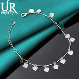 925 Silver Heart Pendant Bracelet for Women Wedding Gift