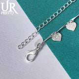 925 Silver Heart Pendant Bracelet for Women Wedding Gift