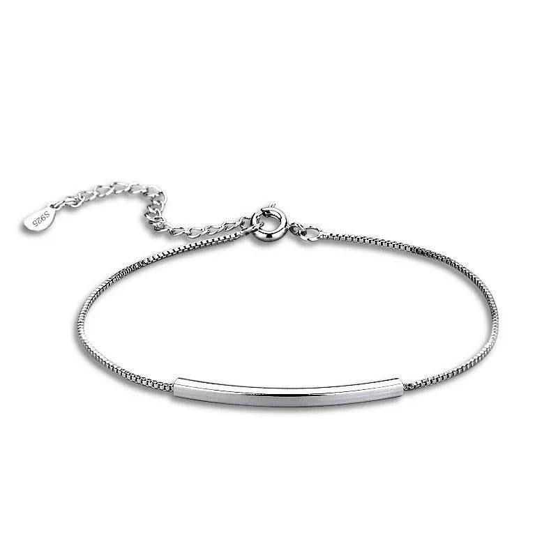 925 Silver Thin Bracelet Smooth Bend Fine Jewelry For Women