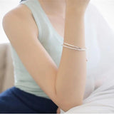 925 Silver Thin Bracelet Smooth Bend Fine Jewelry For Women