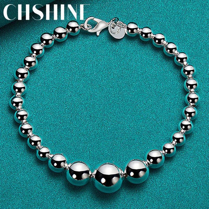 925 Silver Smooth Beaded Bracelet Wedding Jewelry
