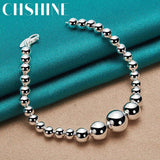 925 Silver Smooth Beaded Bracelet Wedding Jewelry