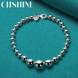 925 Silver Smooth Beaded Bracelet Wedding Jewelry