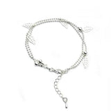 925 Silver Leaf Bracelet Double Hollow Leaves Charm Anklet
