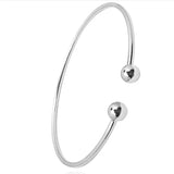 925 Sterling Silver Bangle Bracelet Round Head