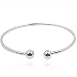 925 Sterling Silver Bangle Bracelet Round Head