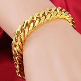 24K Pure Bracelets for Men Women Chain Bangle African Jewelry