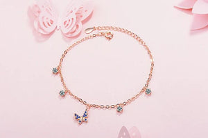 Rose Butterfly Wedding Bracelet, Zircon Stackable Jewelry Gift