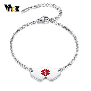 Women's Medical Alert Bracelet Stainless Steel Adjustable Length