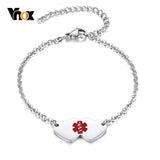 Women's Medical Alert Bracelet Stainless Steel Adjustable Length